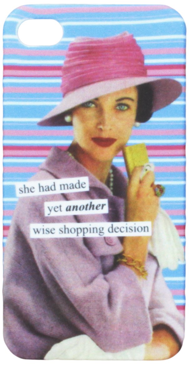 Anne Taintor "she had made yet another wise shopping decision" Snap-On Case for iPhone 4/4s - Retail Packaging - Purple