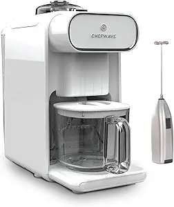 ChefWave Milkmade Dairy Alternative Vegan Milk Maker with 6 Plant-Based Auto Programs, No Soaking, Auto-Clean Function, Delay Start, Recipe Book Bundle with Handheld Milk Frother (2 Items)
