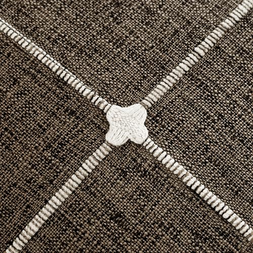 Image of Foindtower Pack of 2 Decorative Faux Linen Jacquard Check Throw Pillow Covers Farmhouse Cushion Cover with Grid Textured Accent Pillowcase for Couch Sofa Living Room Home Decor,16x16 Inch,Cocoa Brown