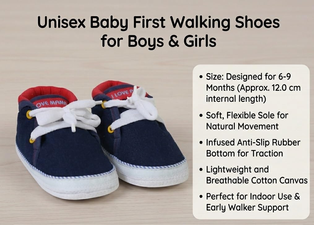Butterthief Unisex Baby Prewalking Shoes for Newborn Boys & Girls | Soft Sole Infant Bootie with Anti-Slip Bottom | Lightweight Cotton Footwear Early Walker Shoes (6-9 Months, 12 CM) 3