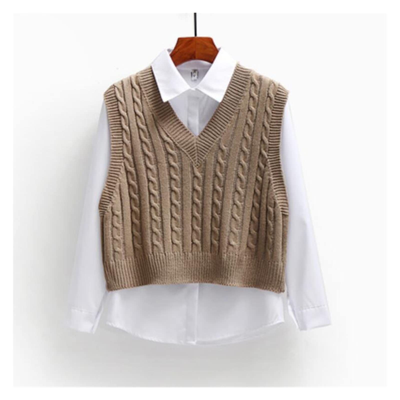 Women Knitted Sleeveless V-Neck Sweater