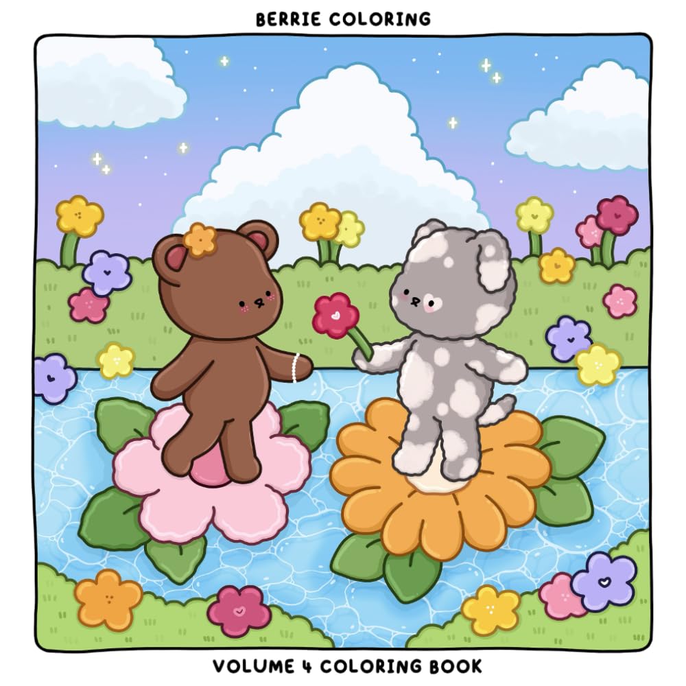 Berrie Coloring Volume 4: Cute and Cozy Coloring Book for Adults & Kids Featuring Easy to Color Animal Illustrations and Adorable Scenes