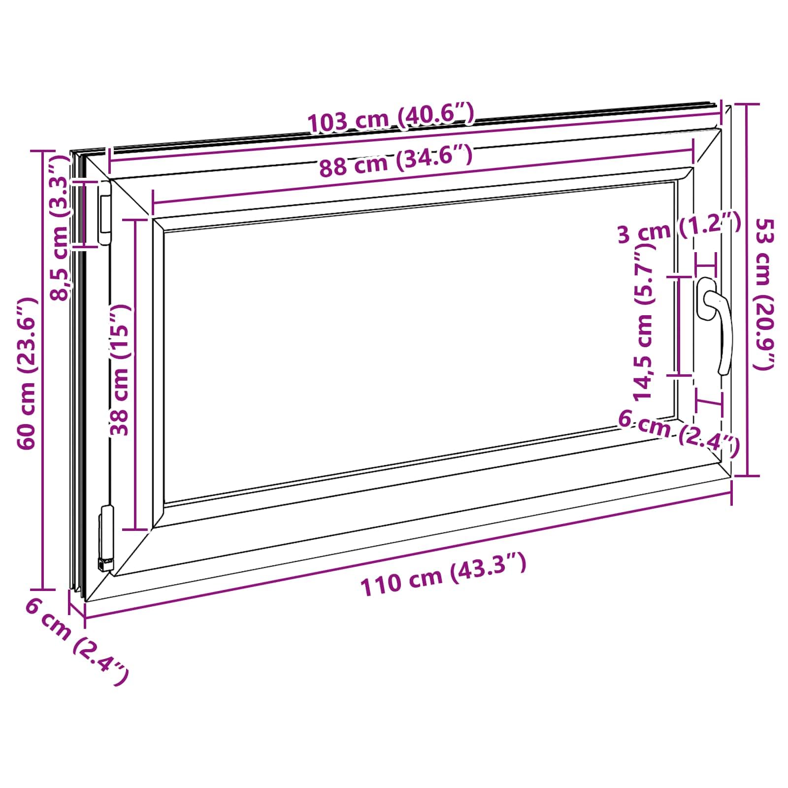 vidaXL Fenêtre de sous-sol RISOR 110 x 60 cm PVC et verre Blanc, Sous-sol, Isolation thermique moderne et durable pour fenêtres, accessoires en verre PVC insonorisés