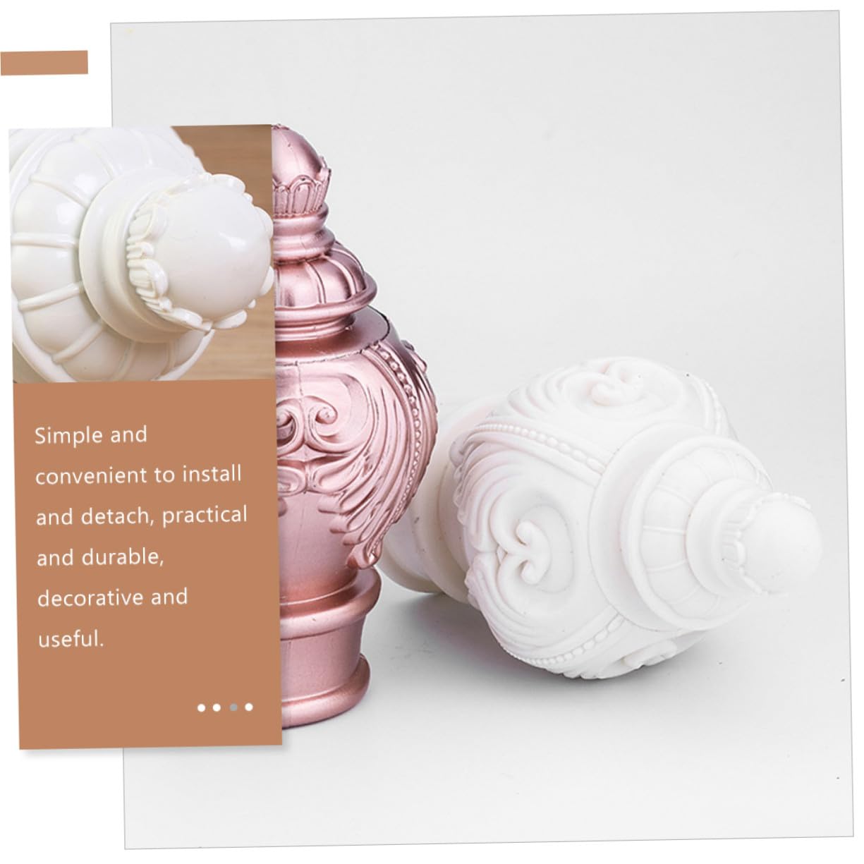 Embouts De Tringle à Rideaux Décoratifs en Plastique Blanc, Butées De Rideau De Fenêtre, Lot de 10 Pièces, Compatibles Tringles Romaines, Accessoires pour Décoration Intérieure