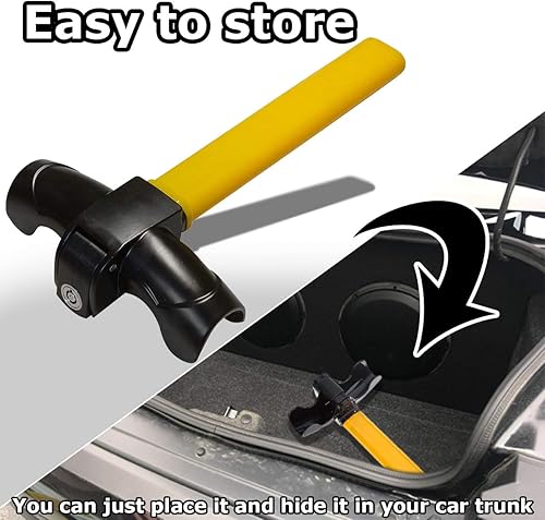 Miniatura 6 de VaygWay Cerradura universal para volante de automóvil, llave de cilindro antirrobo para volante, fuerte y resistente, bloqueo giratorio antirrobo