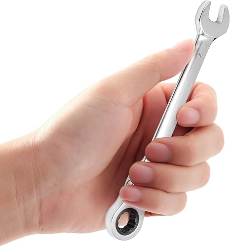 Miniatura 5 de KINJOEK Juego de 2 llaves de trinquete de cabeza flexible de 0.276 in 12PT, juego de llaves métricas de trinquete con movimiento de 5 y 72 dientes