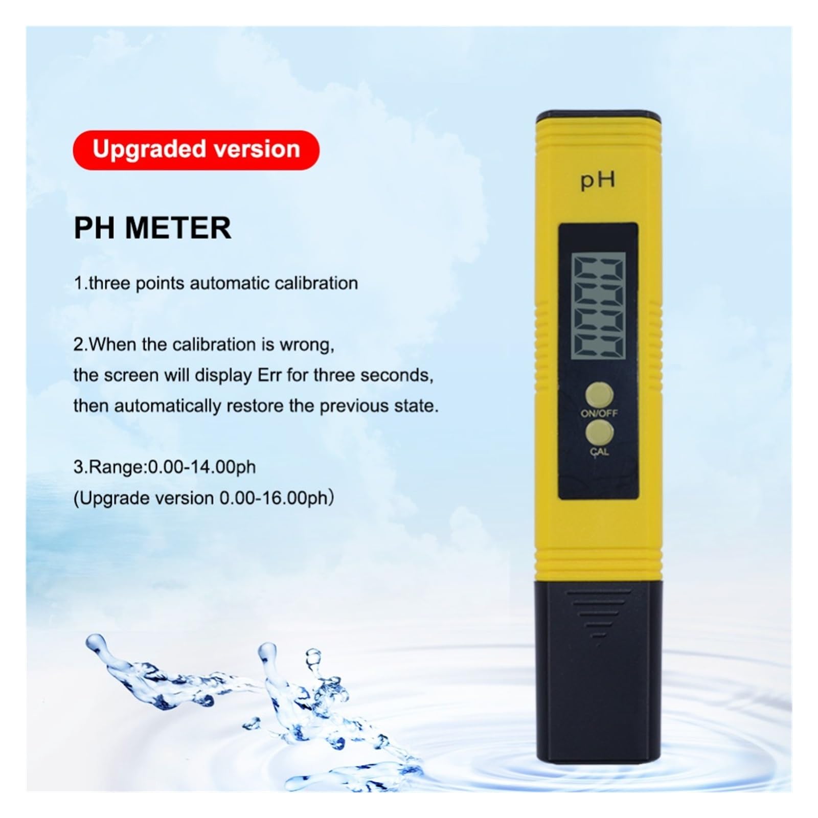 Probador de PH para Agua Protable LCD Digital PH Meter Pen de Tester Acuario Piscina Agua Vino Orina ph-2 (Blue ph)
