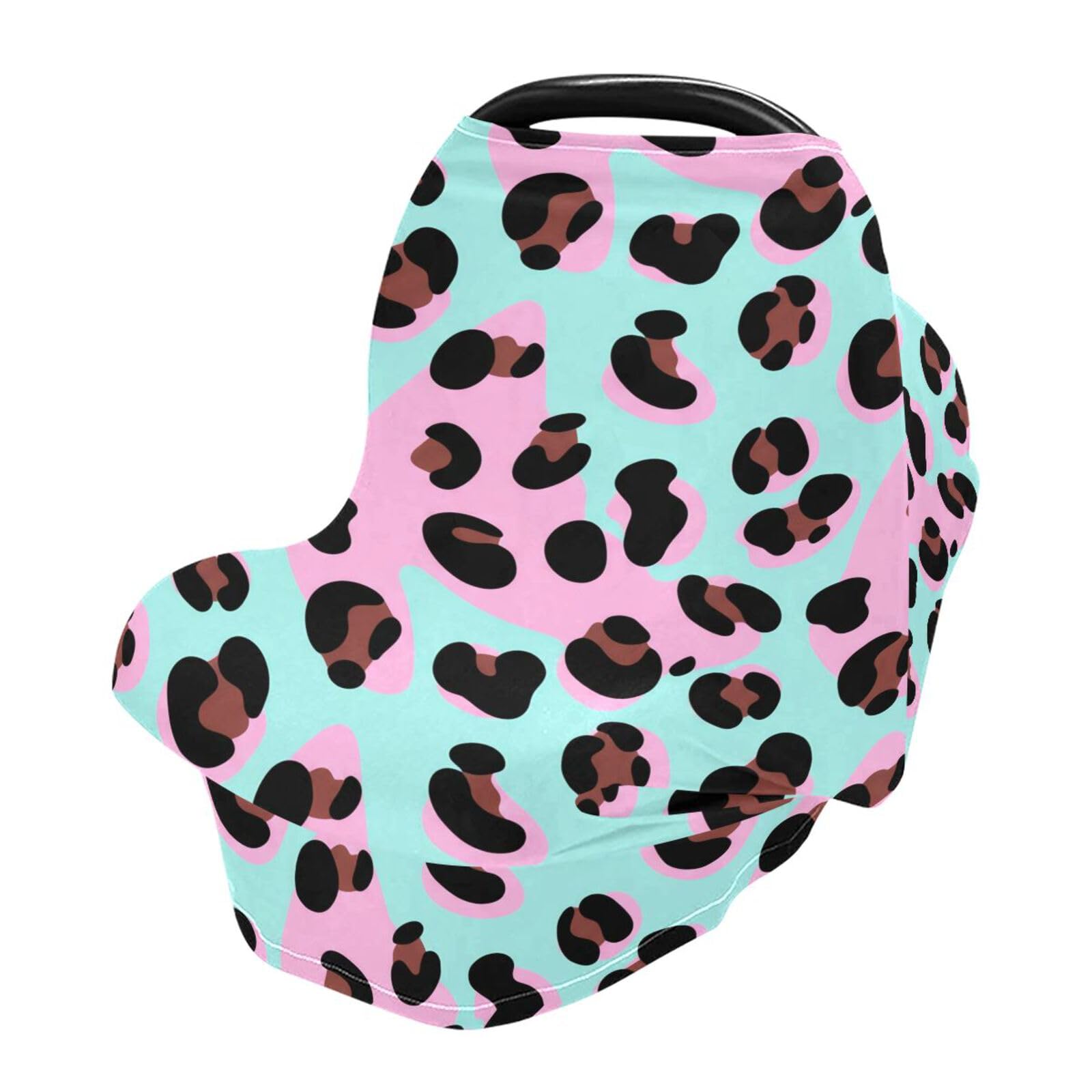 Nesatuwa Baby Car Seat Cover Beautiful Leopard Print Breastfeeding Covers Stretchy Breathable Multi-Use Cover Carseat Canopy for Girls and Boys