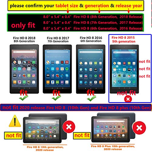 Uucovers 8 Inch Amazon Kindle Fire Hd 8 Tablet 2018/2017/2016 Case 8Th/7Th/6Th Generation With Stand Pencil Holder Card Slots Shockproof Pu Leather Folio Smart Cover [Auto Wake/Sleep],Rainbow Unicorn #TOP1