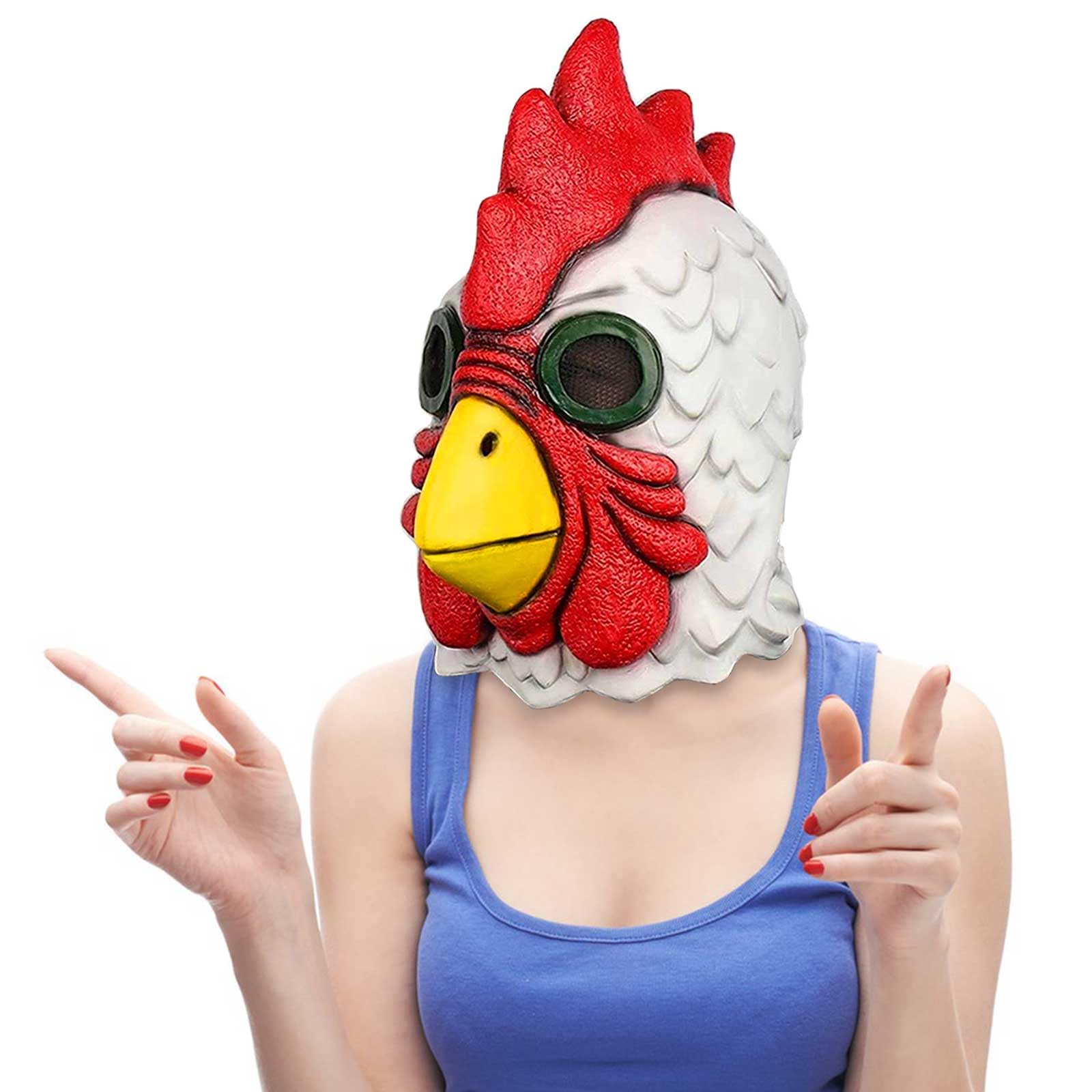 Dinwenddey Rooster Mask, Funny Latex Chicken Role Play Head Masks for Festival Cosplay Party Props