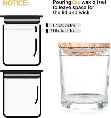 Miniatura 6 de SHOWIN Tarros gruesos para hacer velas, 20 unidades, tarros de vidrio vacíos transparentes de 7 onzas con tapas de madera, tarros de especias,