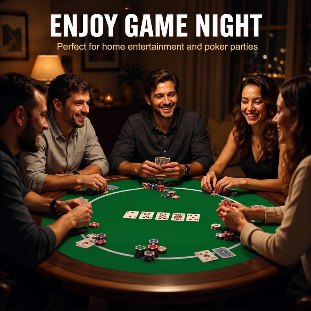 Genérico Tapete de Póker Redondo para Texas Hold'em, Superficie Antideslizante e Impermeable,03,120CM