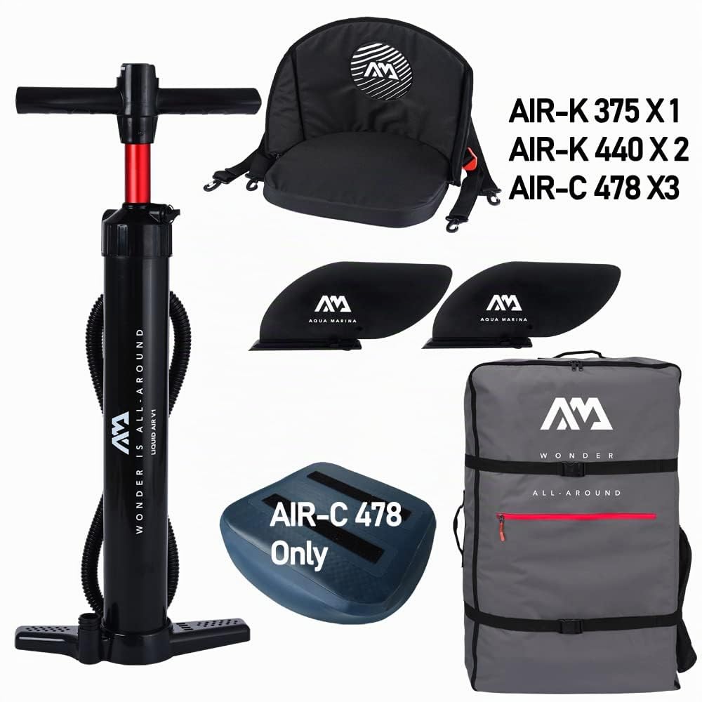 Aqua Marina Tomahawk AIR-C Canoë Gonflable Haute Pression pour 2 à 3 Personnes, Longueur 478 cm, Bleu Marine/Jaune