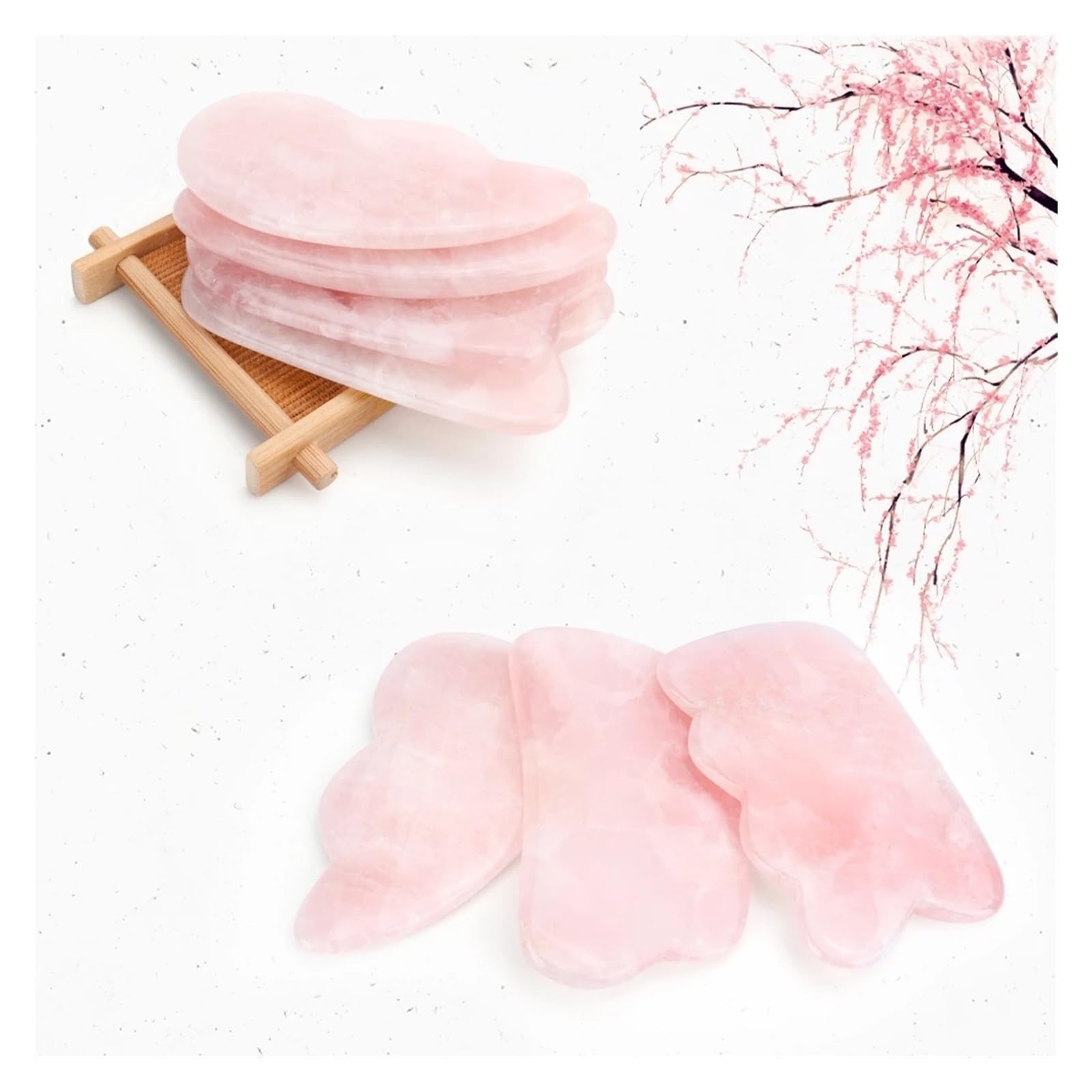 Gua Sha - Juego de herramientas de jade para cara, ojos, cuello, cuerpo, piedra natural real, masaje de belleza, tratamiento antienvejecimiento (estilo e)