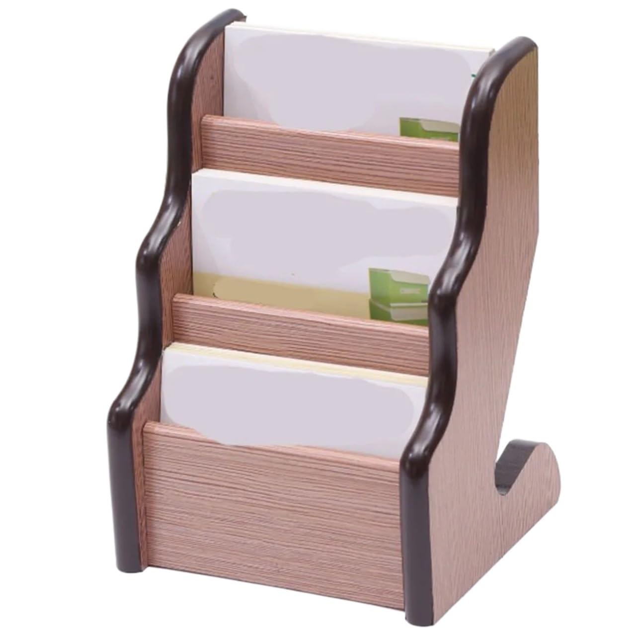 Tarjetero de madera Caja de soporte for Tarjeta De Nombre escritorio madera Triple capa, organizador papelería for mesa oficina