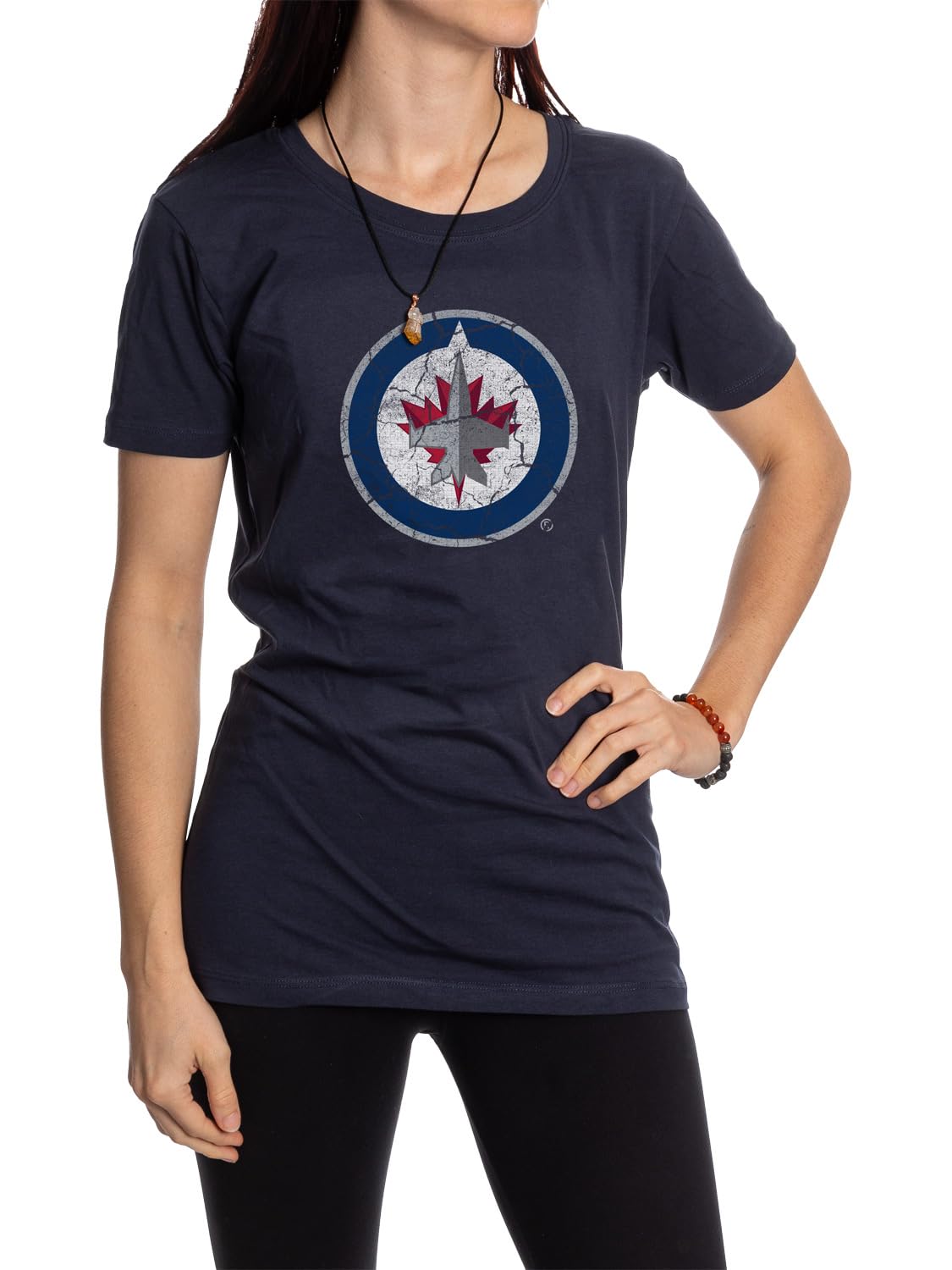 Calhoun NHL Surf & Skate Women's Distressed Print Fitted Crew Neck Premium T-Shirt (Edmonton Oilers, XX-Large) — view 11