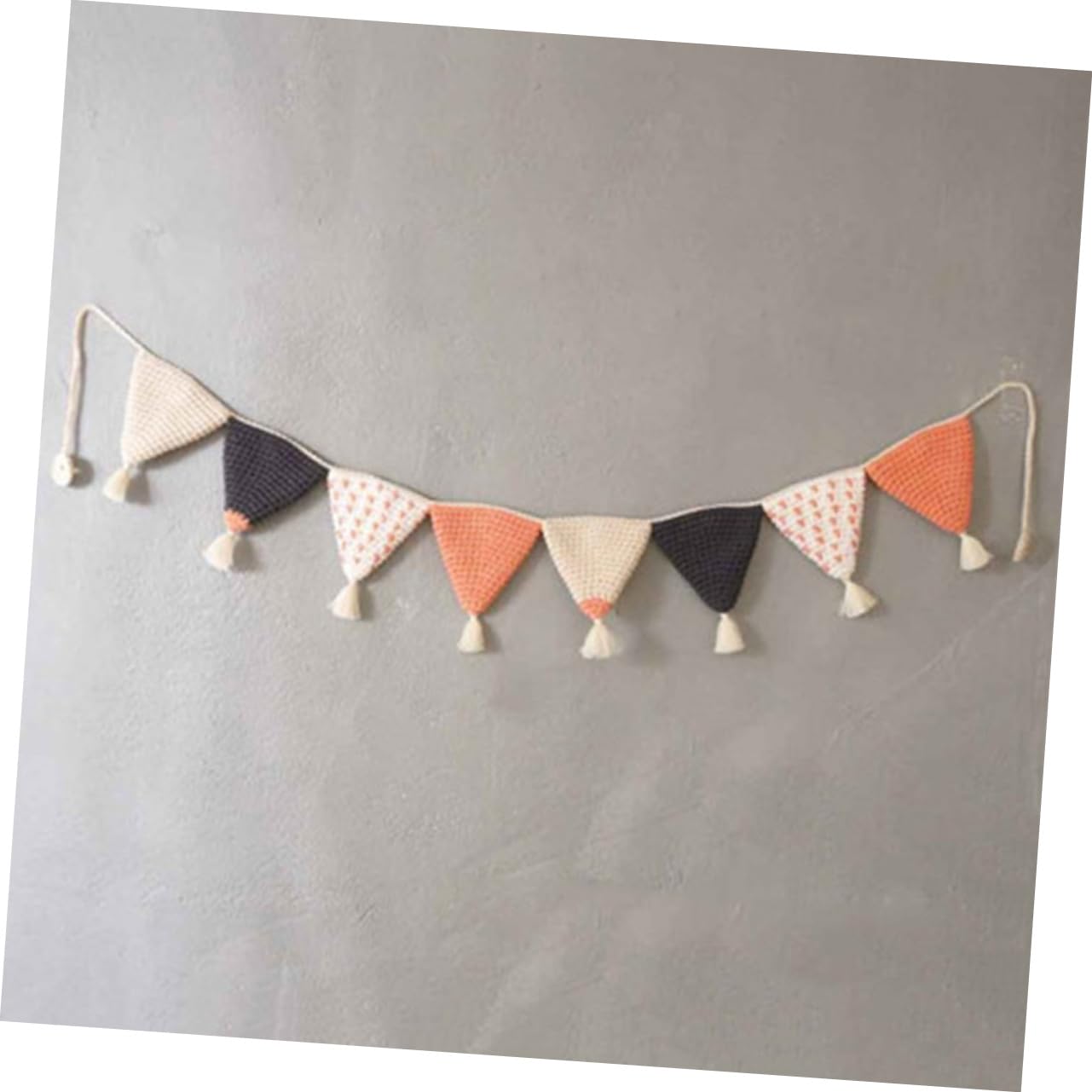Toyvian 2piezas Banderines De Triángulo De Algodón Para Decoración De Cumpleaños y Shower Guirnalda De Crochet Para Habitaciones Infantiles Naranja