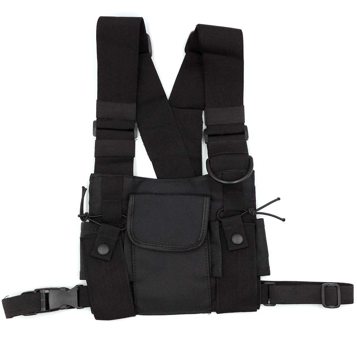 LIFE IS SIMPLE Poche poitrine Tech Wear pour radio - Harnais de poitrine avec 4 poches - Convient comme poche pour appareil radio ou comme sangle de poitrine pour appareils radio - Poche poitrine