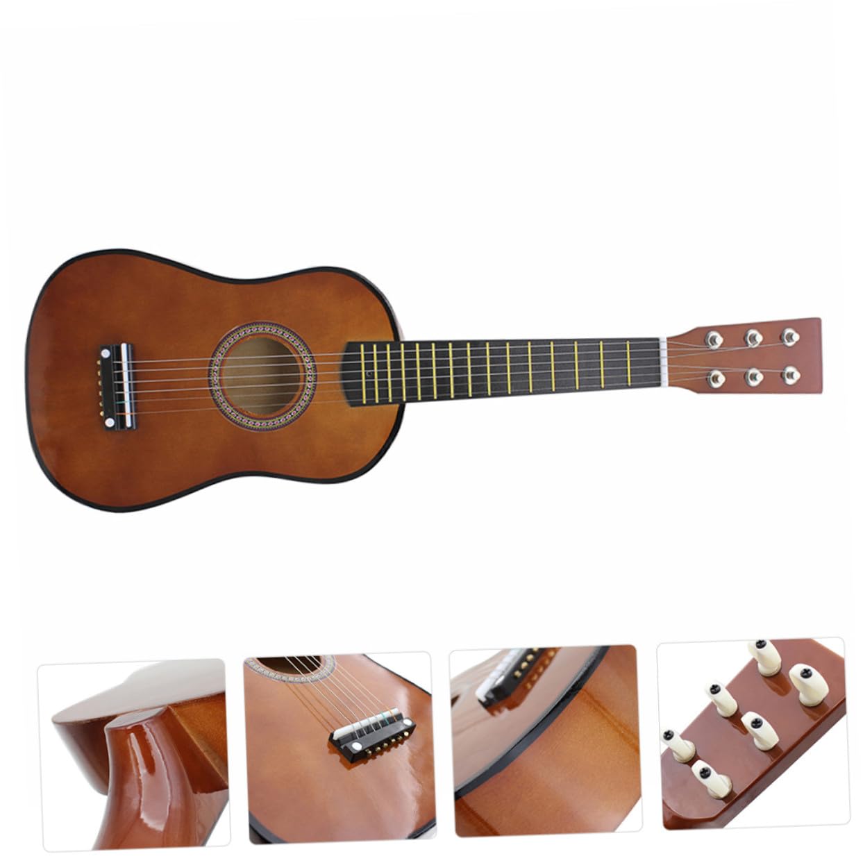 Chitarra per Principianti 23 Pollici in Legno Colore Caffè, Strumento Musicale Comodo da Impugnare Suono Nitido, per Ragazzo Ragazza e Principianti Colore Casuale