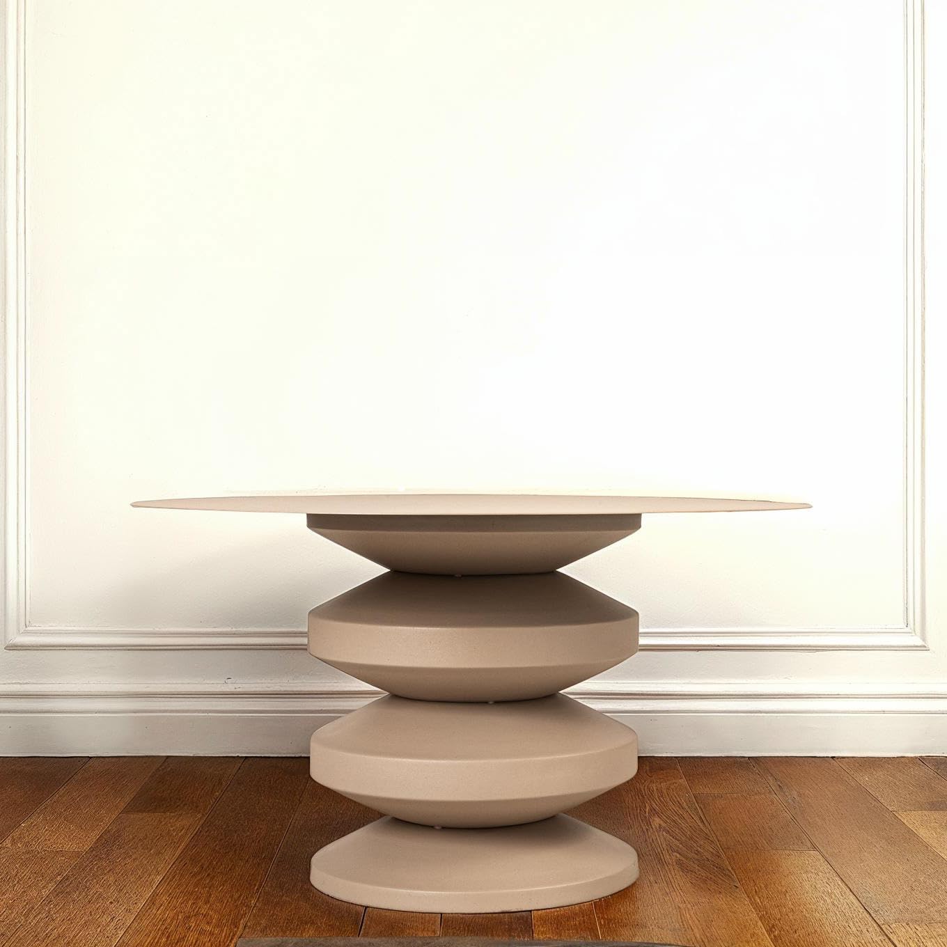 Creative Co-Op Metal Accordion Coffee Table, Beige