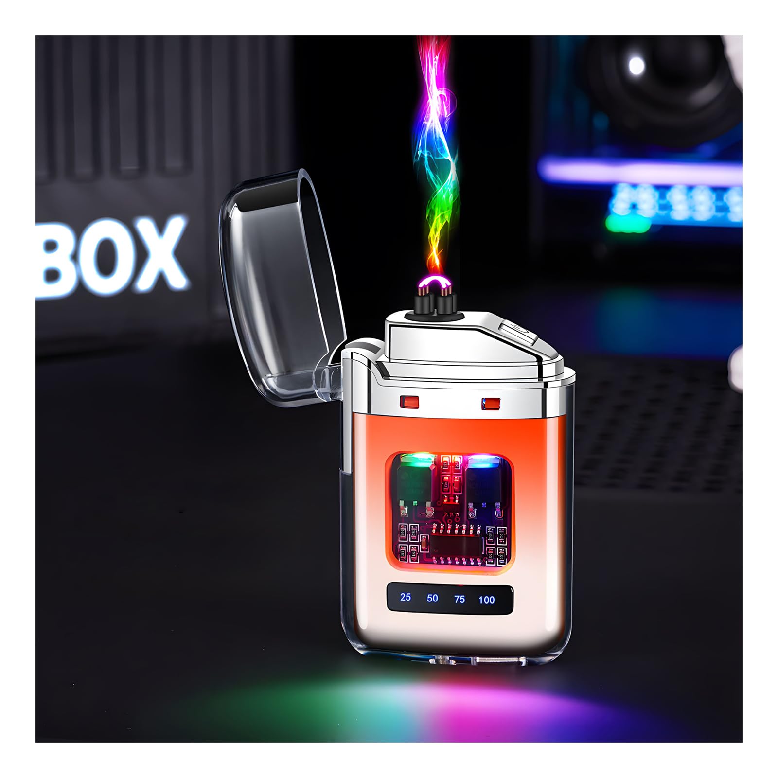 Portable Rechargeable Windproof Arc Lighter - Dual Arc Plasma Lighter Windproof Flameless Electric Lighters Rechargeable for Outdoor Orange01