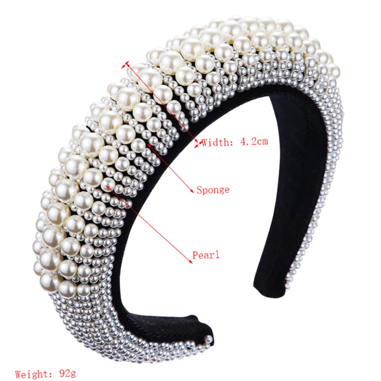 Beavorty 3piezas Diadema De Perlas Artificiales Ancha y Cómoda Accesorio De Moda Para Día Día y Ocasiones Especiales