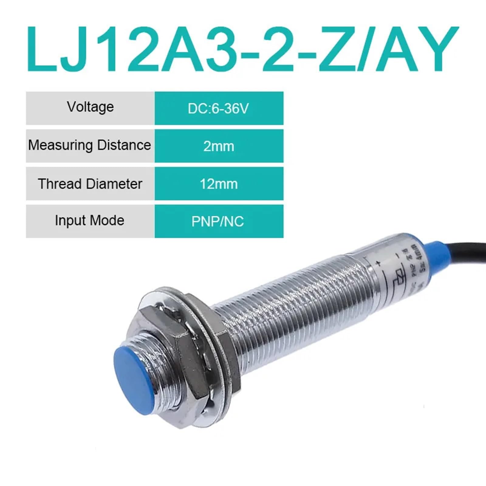 10PCS LJ12A3-4 BX/BY/AX/AY J-DZ/Ez Interruttore di prossimità induttivo LJ12A3-2 BX NPN PNP Sensore No NC DC5~36V 4mm Distanza di rilevamento (Color : LJ12A3-2-Z-AY)