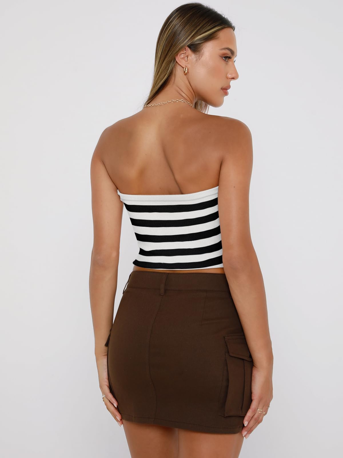 EFAN Top a fascia da donna, abbigliamento estivo, carino, crop top, collezione 2026, per spiaggia, vacanza, primavera, alla moda, stile anni 2000, senza spalline, senza maniche