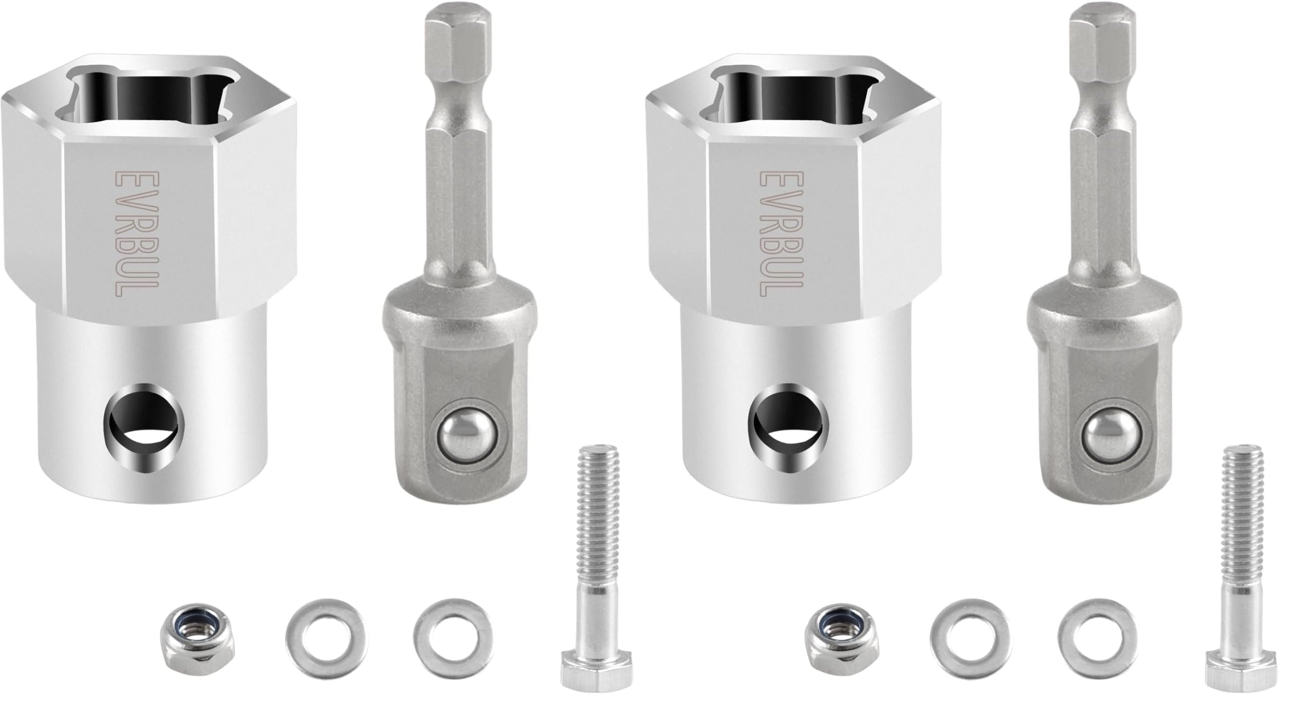 EVRBUL Upgraded Stainless Steel Top Wind Trailer Jack Crank Handle Cordless Drill Adapter with a 1/2 Inch Socket Adapter Bit (Pack of 2)