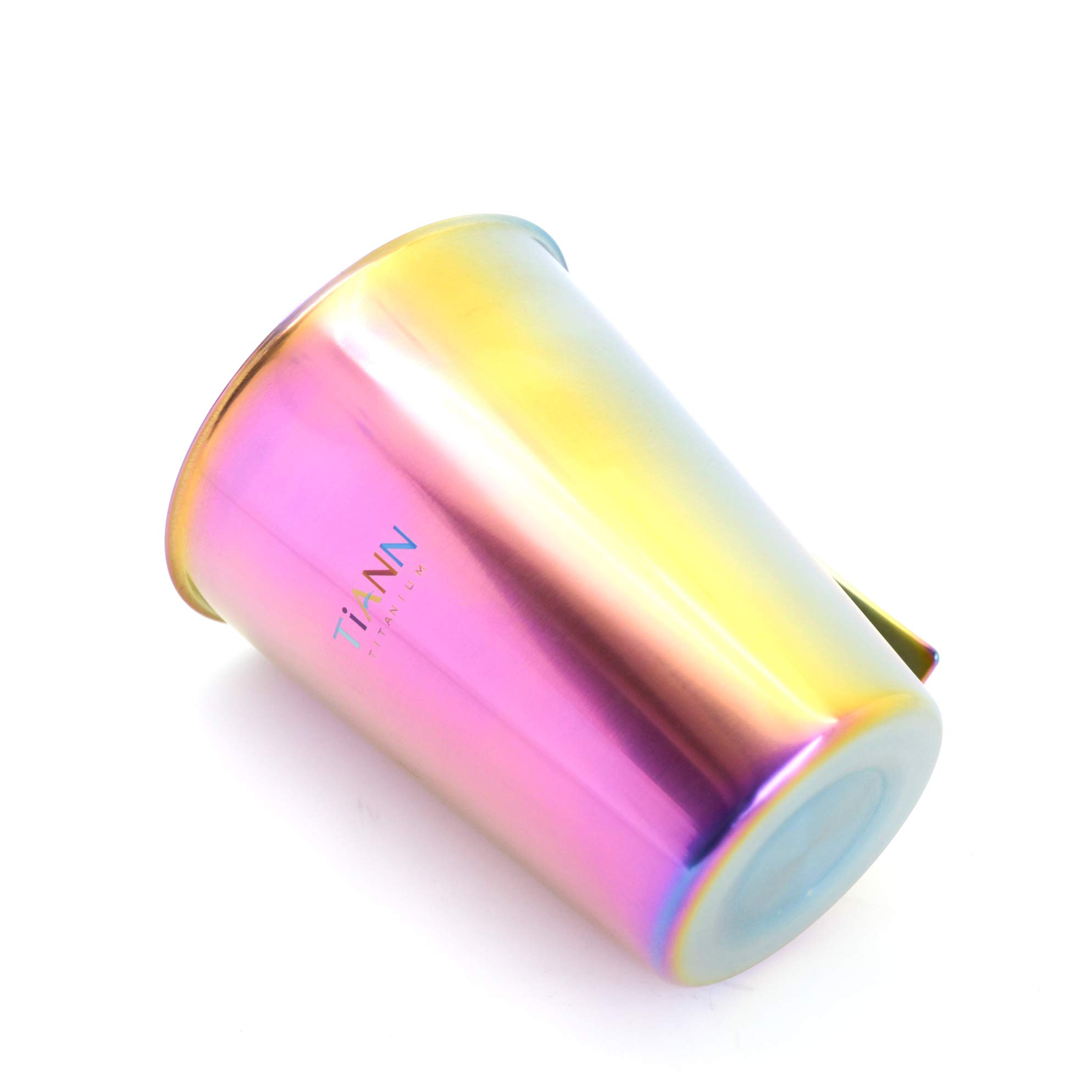 TiANN Titanium Beer Mug - 450 ml Reflective Multicolor, 99.5% Pure Titanium Reusable for Kitchen Sports Outdoors Camping