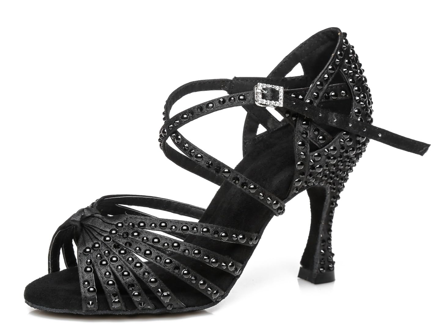 Damskie buty do tańca towarzyskiego brokat stras salsa obcasy do tańca latynoskiego