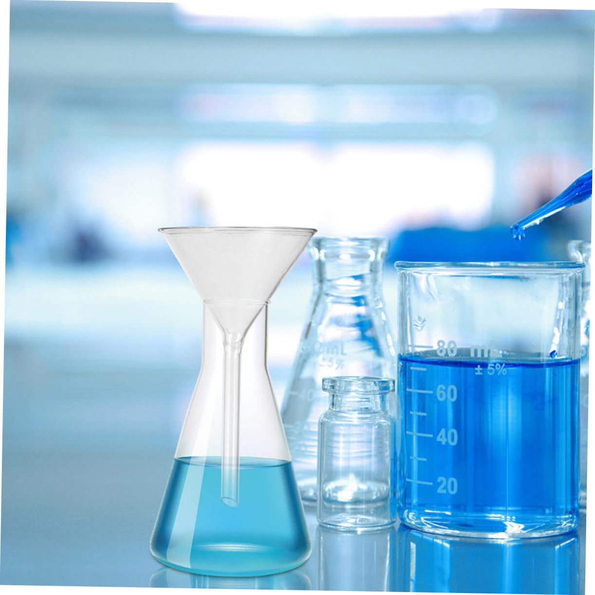 Ipetboom 3 Pezzi Imbuto in Vetro da Laboratorio Bocca da Imbuti Scientifici per Filtraggio e Versamento Preciso Liquidi Trasparente e Resistente