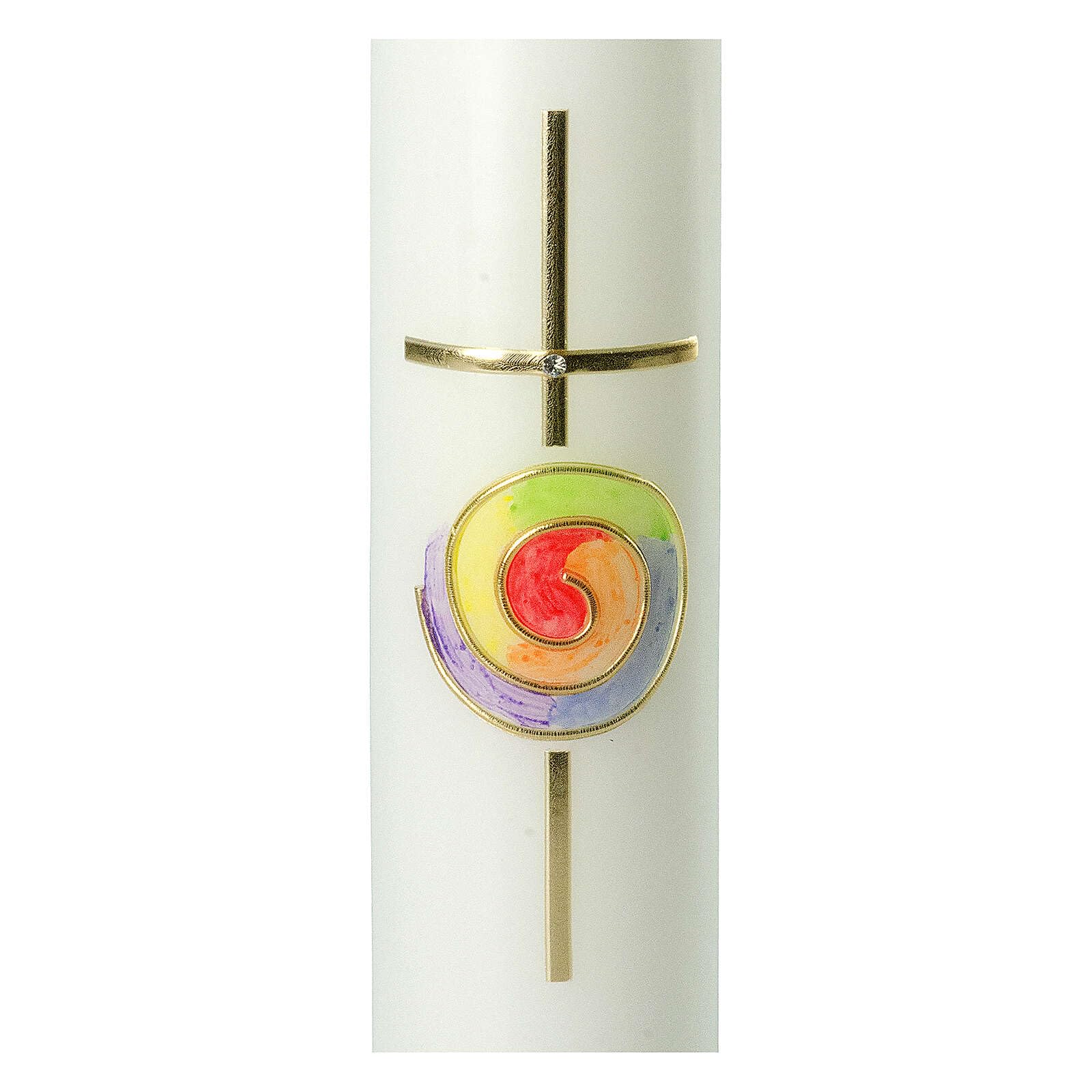 Altar Candle with Rainbow Cross 26.5x6 cm