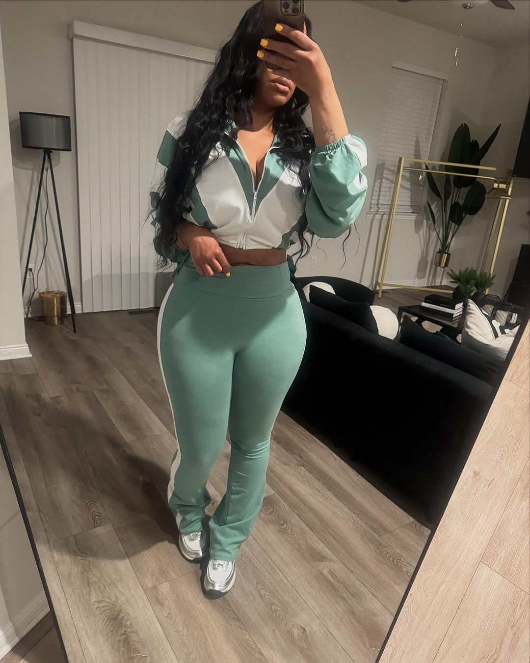 Adogirl Women Tracksuit Set 2 Piece Sweatsuit Outfits Long Sleeve Full Zip Up Cropped Jacket Leggings Pants Workout Sets - Image 2