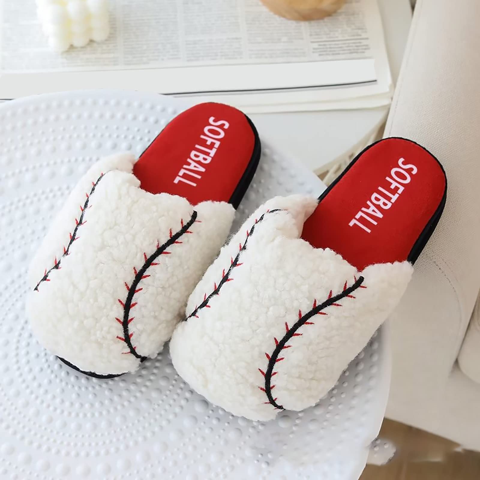 Pantuflas para mujer, para otoño e invierno, fútbol, baloncesto, béisbol, para padres e hijos, lindas pantuflas antideslizantes para interiores y hogar
