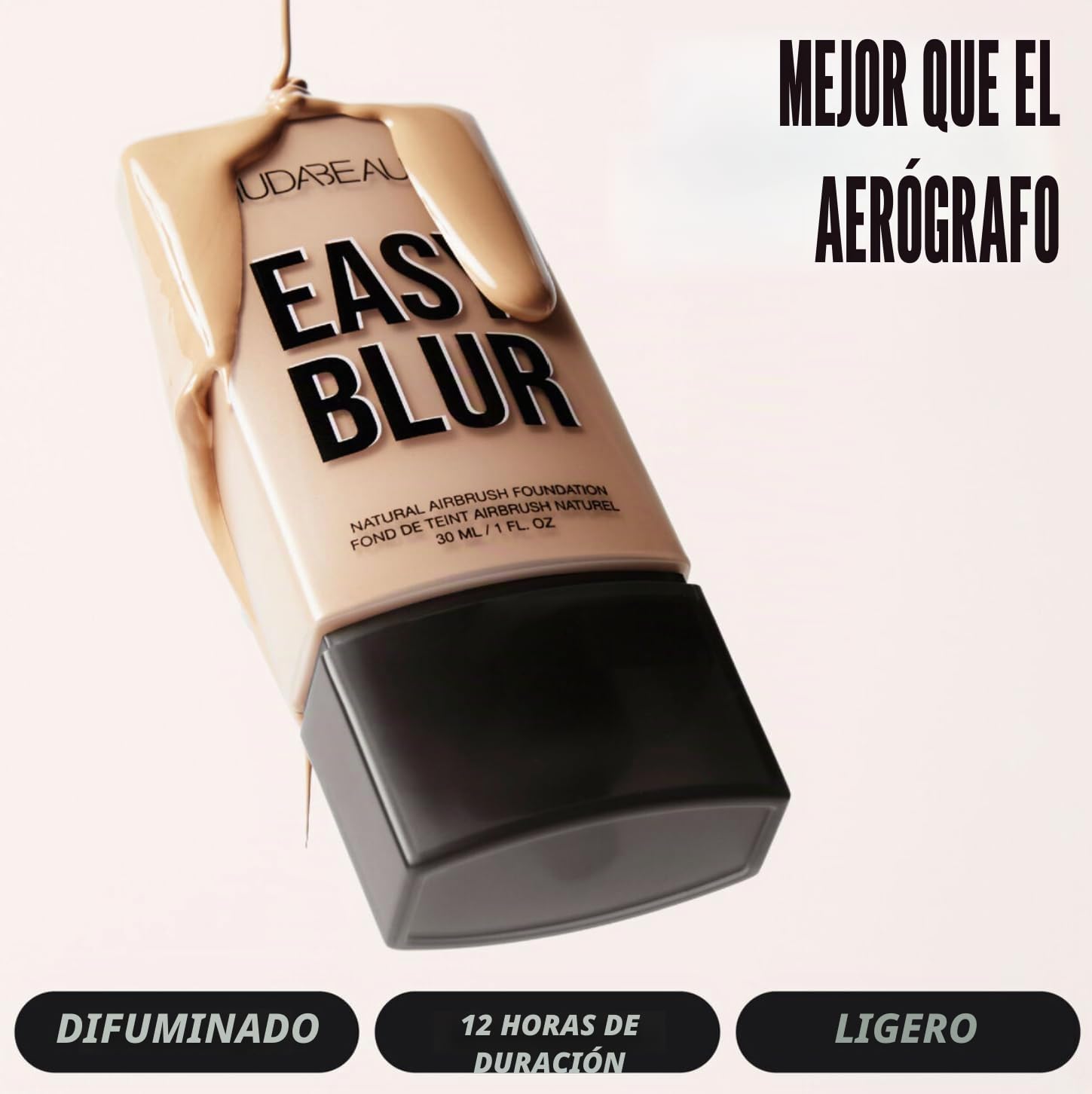 HUDABEAUTY ORIGINAL | Easy Blur Natural Airbrush Foundation - Base de maquillaje | 30 ml | by BELLA | (200B SHORTBREAD, 30 ml (Paquete de 1))