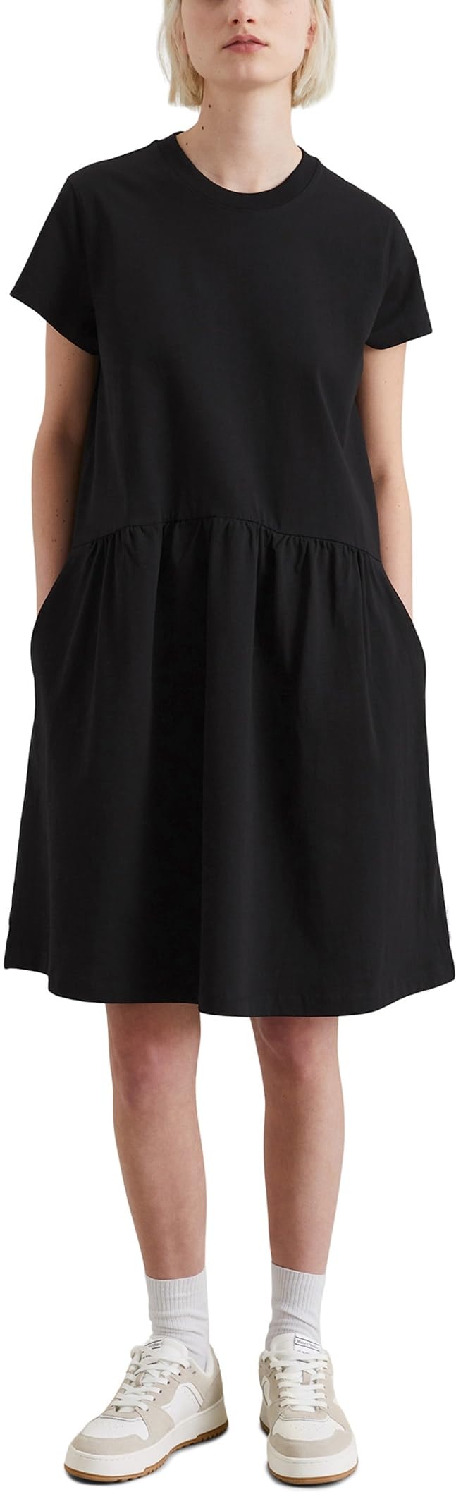 Marc OߴPolo Denim Donna Abito in jersey in cotone bio al ginocchio, Nero (Black), S