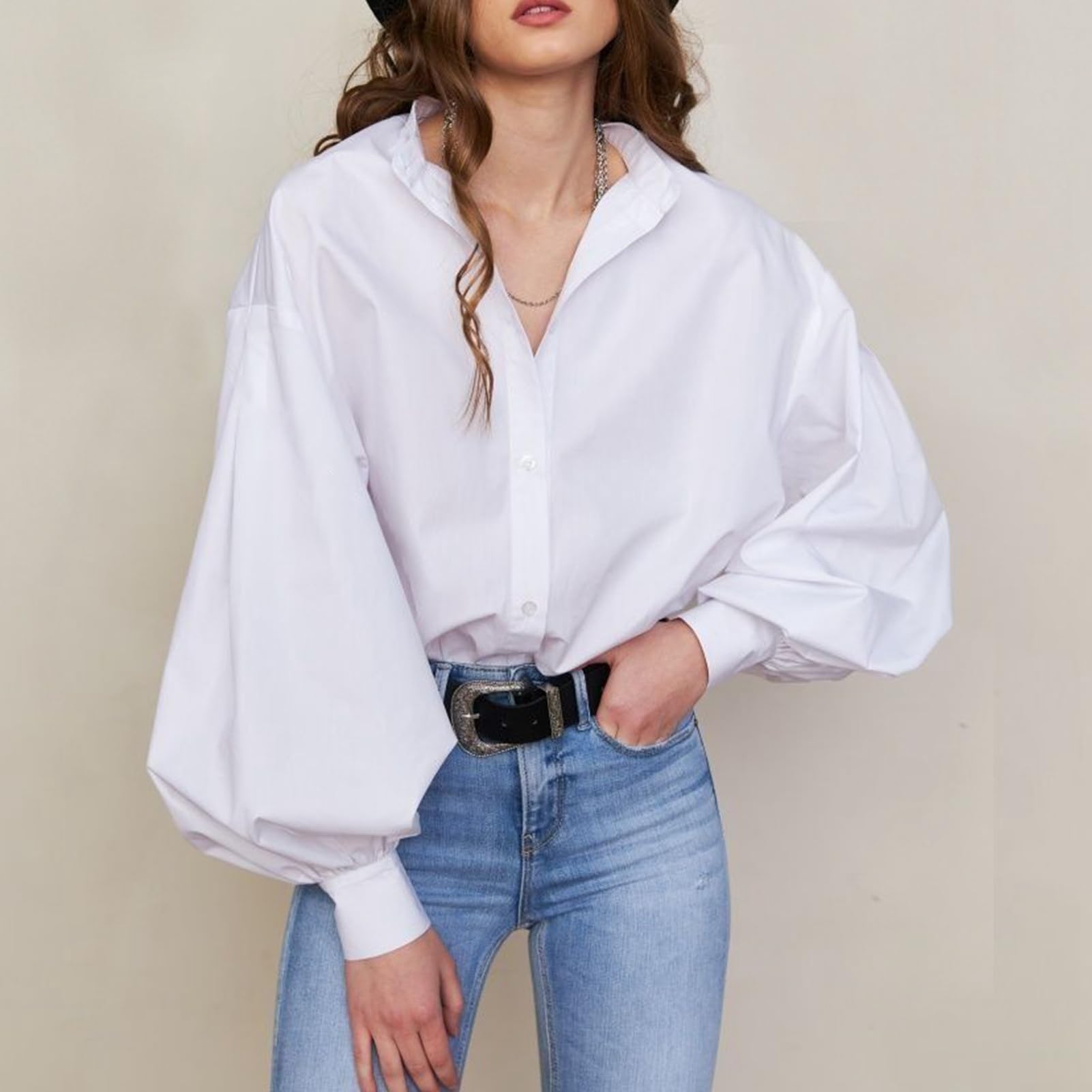 Camicia da Donna, Camicetta da Shopping da Donna a Manica Lunga Lanterna per Donna (#2)