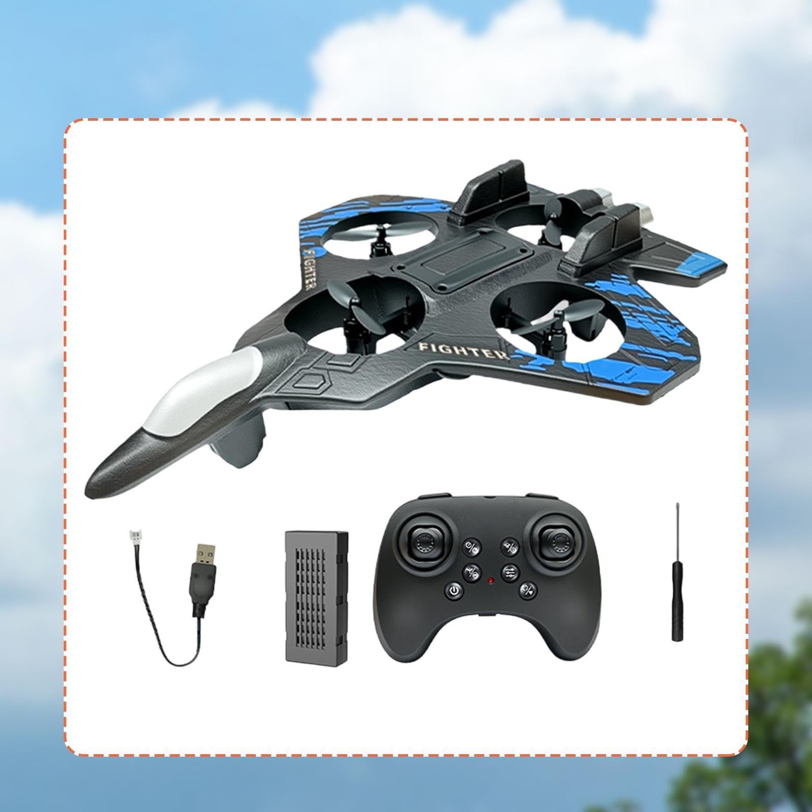 Milageto Avión Teledirigido de Fija Planeador RC de Espuma con Función Luces Nocturnas Control Fácil y Resistente Adecuado para Principiantes, Azul