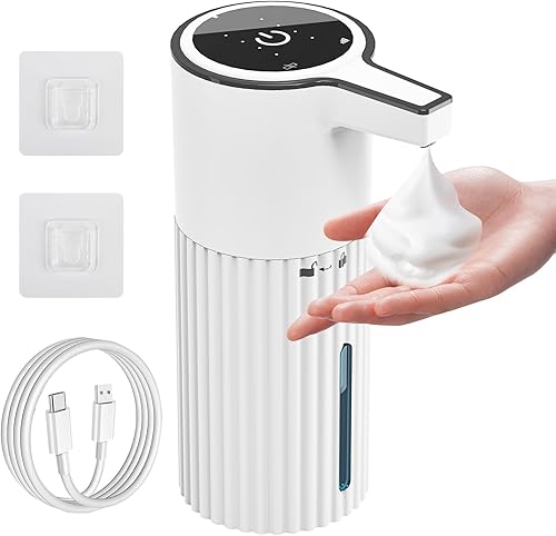 Dispensador automático de jabón, control de flujo continuo, 13.5 fl oz, gran capacidad, recargable, impermeable, dispensador de jabón de volumen