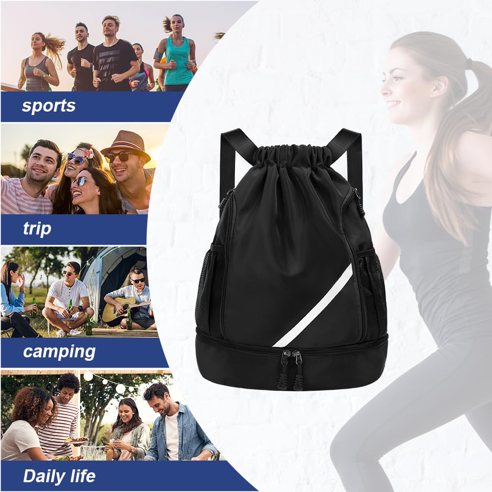 flintronic Modne plecaki sportowe, worek gimnastyczny, duża pojemność, torba sportowa, worek gimnastyczny, torba sportowa z kieszeniami z siatki na butelki z wodą, dla dorosłych, młodzieży