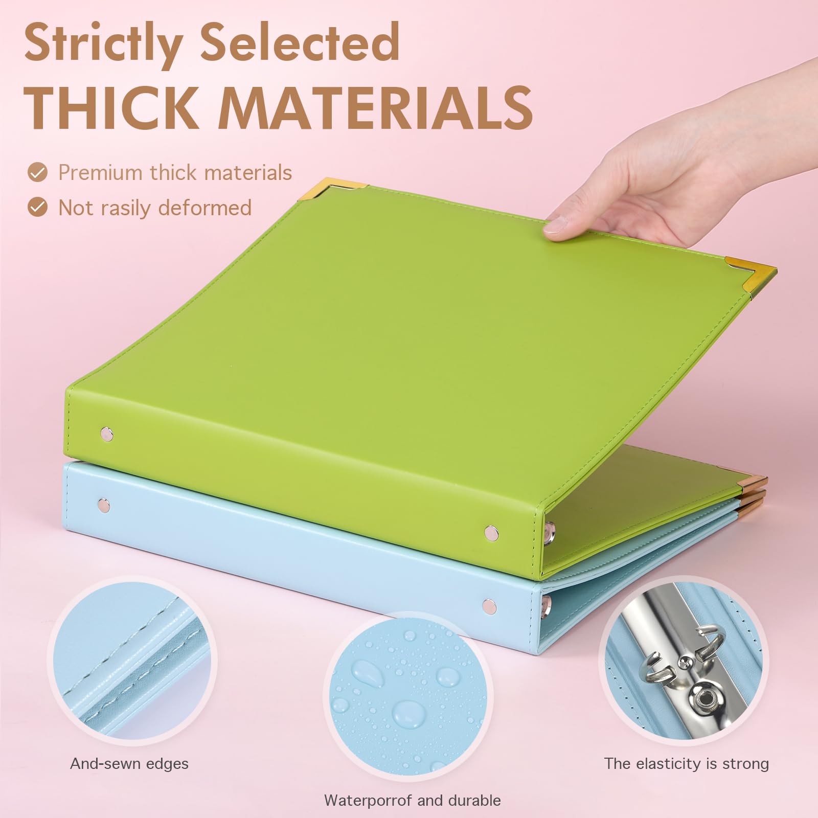 Ctosree Lot de 4 classeurs à 3 anneaux de 1,3 cm avec poches, pour format lettre de 27,9 x 21,6 cm, capacité de 100 feuilles, classeur à anneaux ronds en laiton pour bureau, maison, école