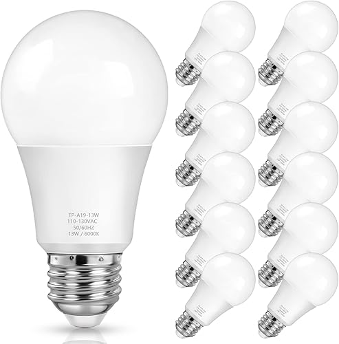 Bombilla LED A19, equivalente a 100 vatios, de lujo con luz diurna de 6000 K, 1500 lúmenes, base estándar E26, no regulable, sin parpadeo para