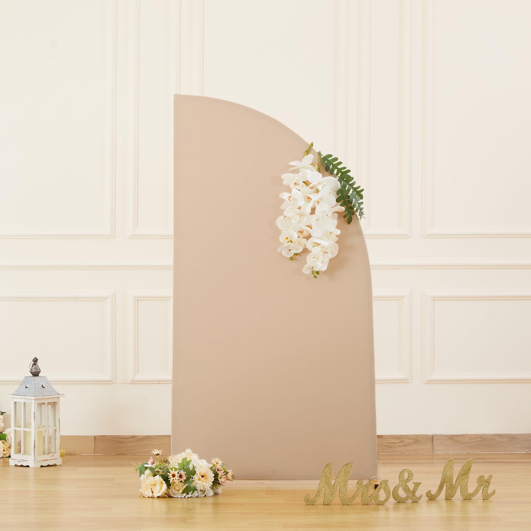 Nude Half Moon Arch Covers Wedding Arch Backdrop Cover for Weddings Birthday Parties Baby Showers Events – 5ft Nude Half Arch Fabric Cover Set
