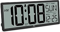 WallarGe 14.5" Large Digital Wall Clock - Jumbo Numbers, Temp/Date Display, Auto DST, Battery Operated - Easy Read Wall or Tabletop