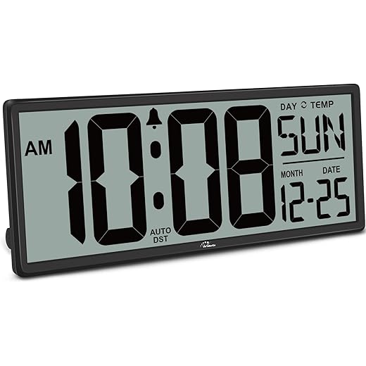 WallarGe Large Digital Wall Clock