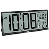 WallarGe 14.5'' Large Digital Wall Clock Battery Operated with Jumbo Numbers, Temperature and Date - Easy to Read and Set, Auto DST