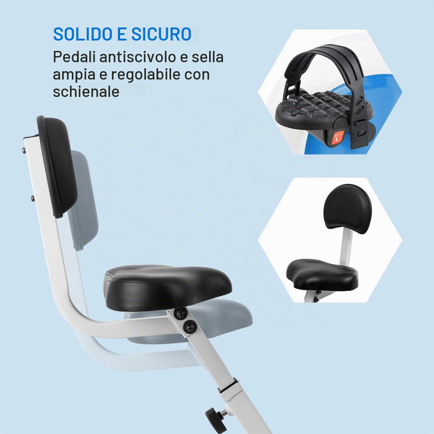 CAPITAL SPORTS Azura Air - Cyclette da Camera, Bici Cardio, Ergometro, Pieghevole, Fitness Bike, Computer Allenamento, Cardiofrequenzimetro, Sella Ergonomica, Resistenza a 8 Livelli