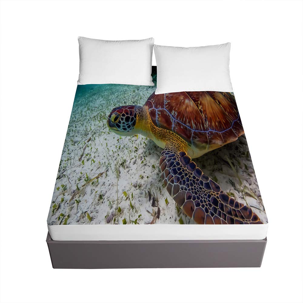 Drap housse en microfibre de qualité supérieure avec impression 3D tortue
