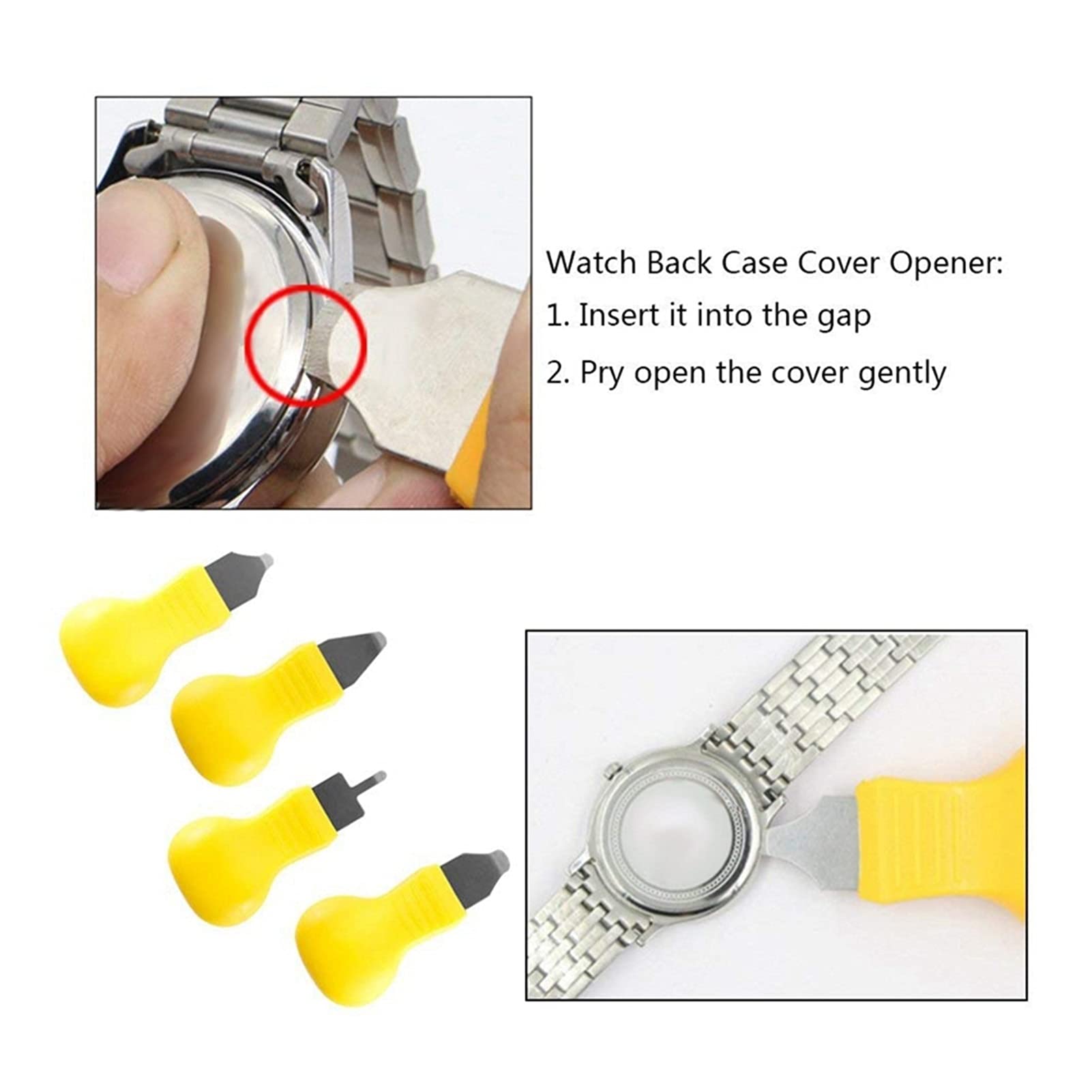 Kit d'outils de réparation de Montres, ouvre-boîtier arrière, Couteau de Retrait, différentes Tailles, 5 pièces, démontage de la Pile de Montre, Changement, Acier Inoxydable